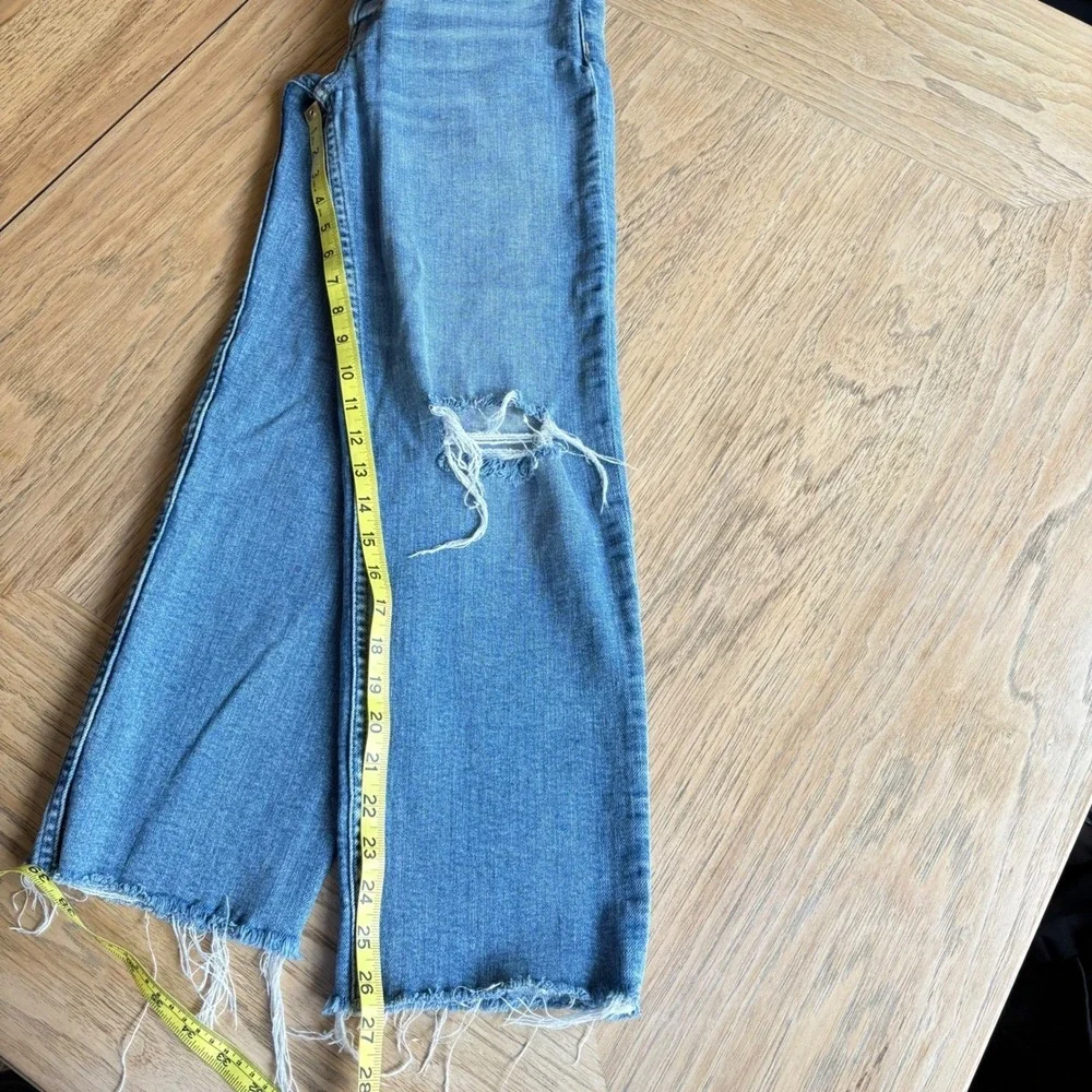 $304 RE/DONE Destroyed Dawn‎ Stove Pipe 70's Crop Straight Leg Denim Jeans SZ 25
